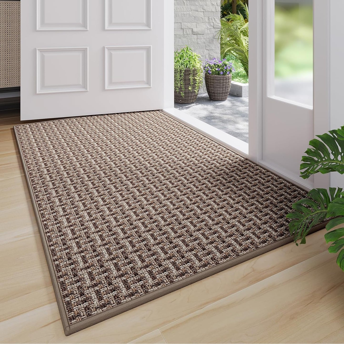 Door Mat 17"x30",Door Mat Indoor Entrance Dirt Resistant and Absorbent Non-Slip Rubber Backing Front Door Mats Washable Low-Profile Indoor Mats for Entryway, Inside Entrance Easy Clean Gray
