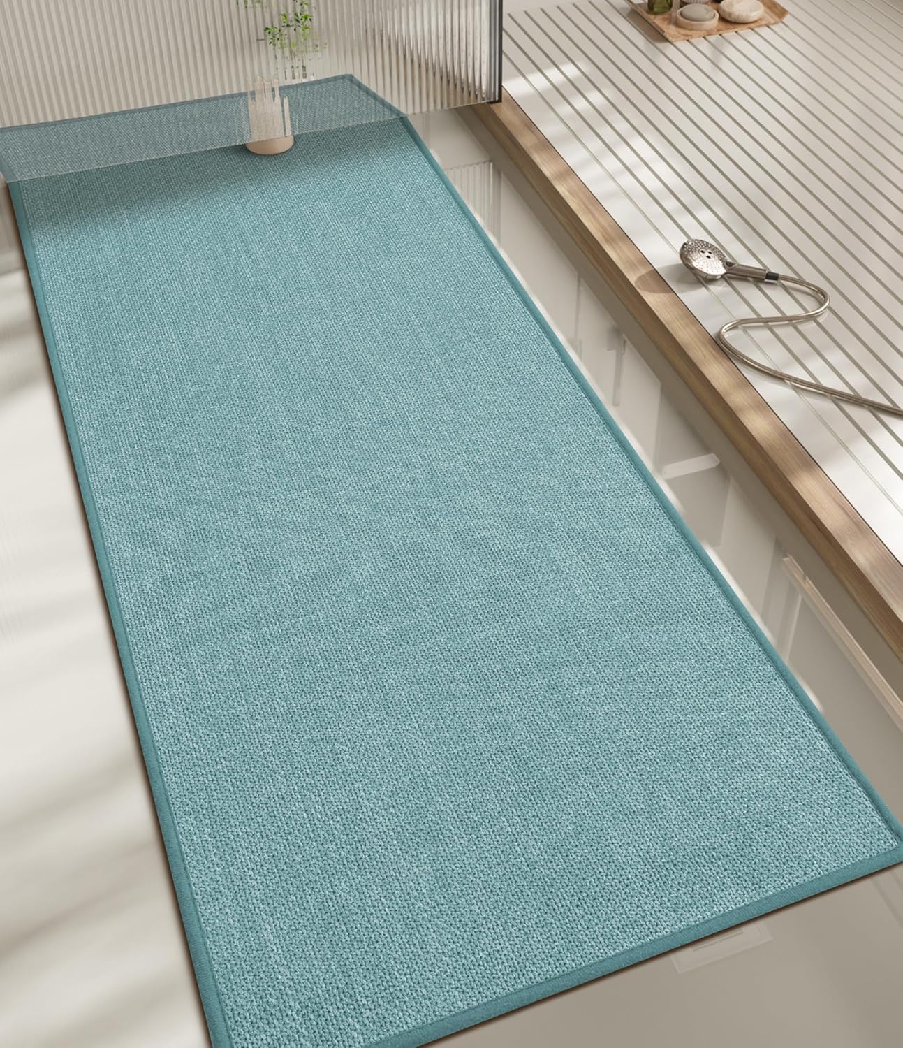 chakme Bathroom Rugs Mat 24x17, Ultra Thin Non Slip Bath Mat Small Quick Dry Absorbent Bath Mat for Bathroom Floor, (Dark Beige, 24"x17")