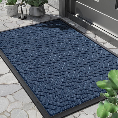 Yimobra Front Door Mat Outside Entrance 29.5x17, Waterproof Heavy Duty Outdoor Mats for Front Door, Non Slip Rubber Entry Mat for Garage Patio Indoor, Grey