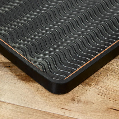 Eddie Bauer Rubber Boot Tray – Lake Waves Design, 16"x32", Black – Waterproof Entryway Boot Mat