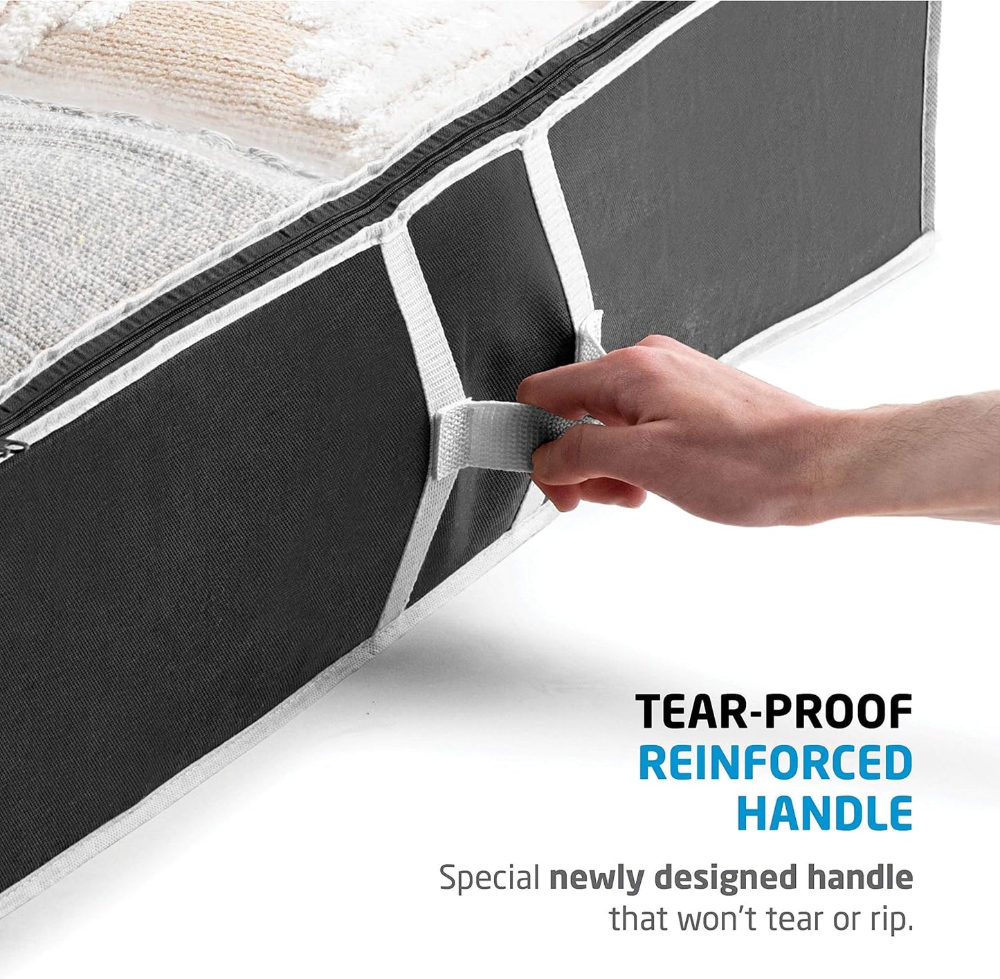 Under Bed Storage Bins - 90L Pack Of 4 Under The Bed Storage Containers For Clothes, Blankets, Winter Clothing, & Shoes - Underbed Storage Containers With Handles, Dual Zippers, & Clear Top