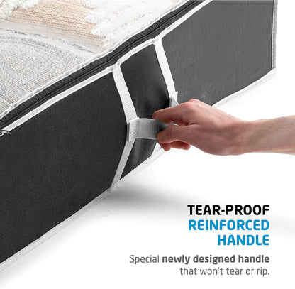 Under Bed Storage Bins - 90L Pack Of 4 Under The Bed Storage Containers For Clothes, Blankets, Winter Clothing, & Shoes - Underbed Storage Containers With Handles, Dual Zippers, & Clear Top