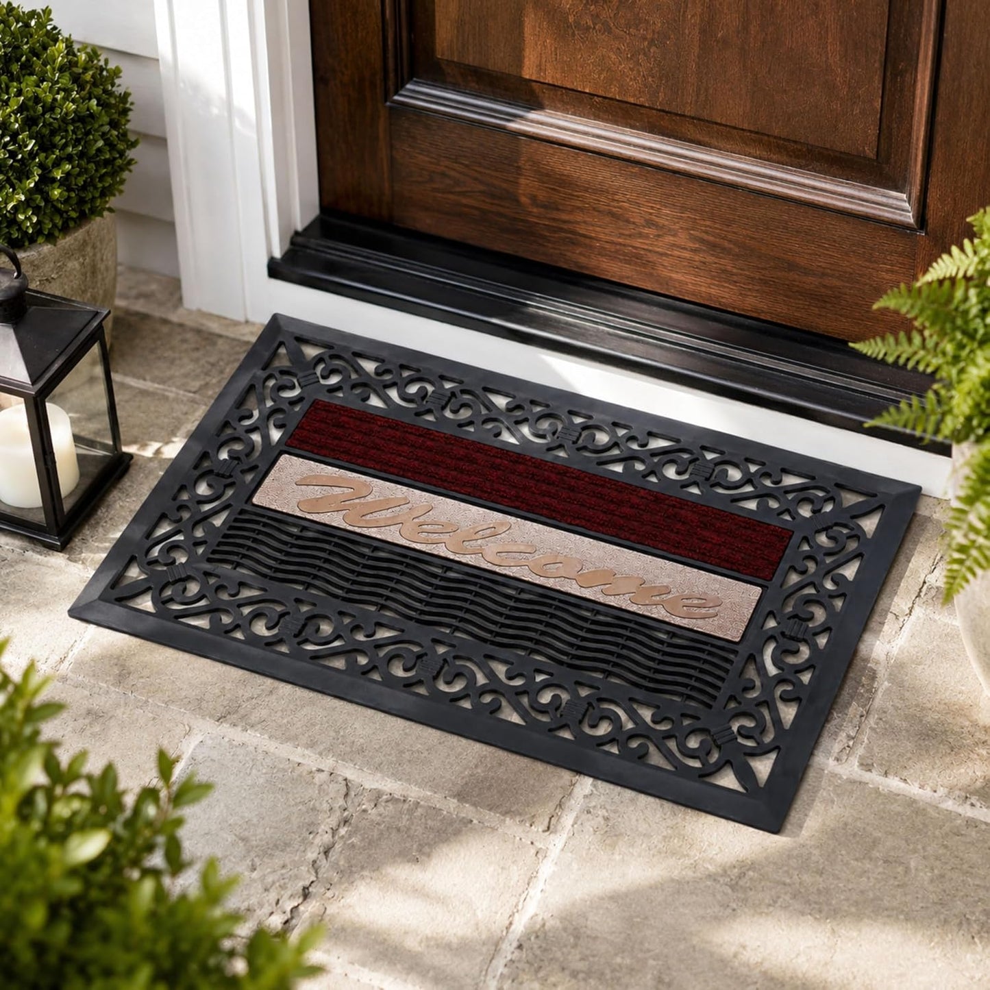 ROOM127 Outdoor Doormat, 28.3" x 16.9", Heavy Duty Rubber Scraper Door Mat | Multi-Zone Cleaning, Absorbent Strip, Open Drainage, Non-Slip Indoor Outdoor Rug for Front Door Patio Garage Mudroom