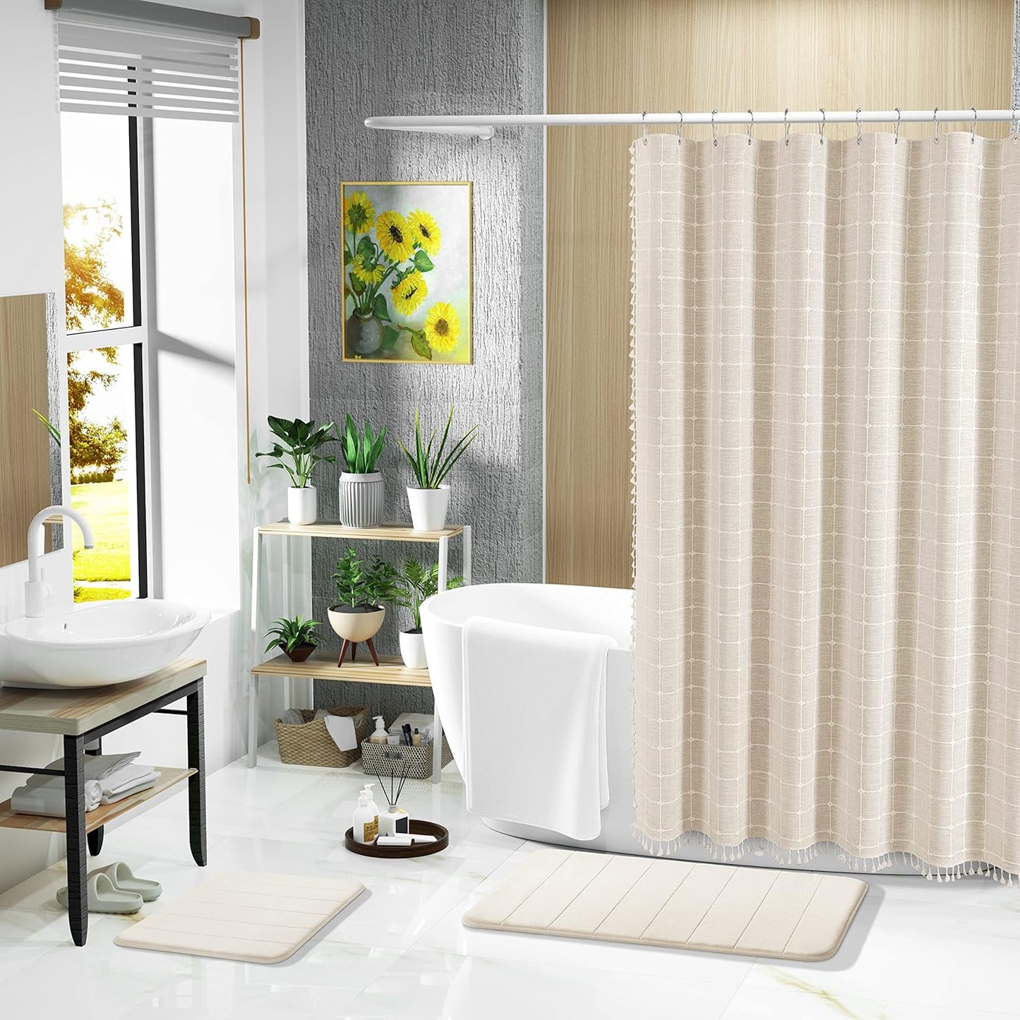 Yimobra Memory Foam Bath Mat, Super Soft Absorbent Bathroom Rug Non Slip, Quick Dry, Machine Washable Floor Carpet for Tub Shower, Home Decor Accessories, 24x17, Grey