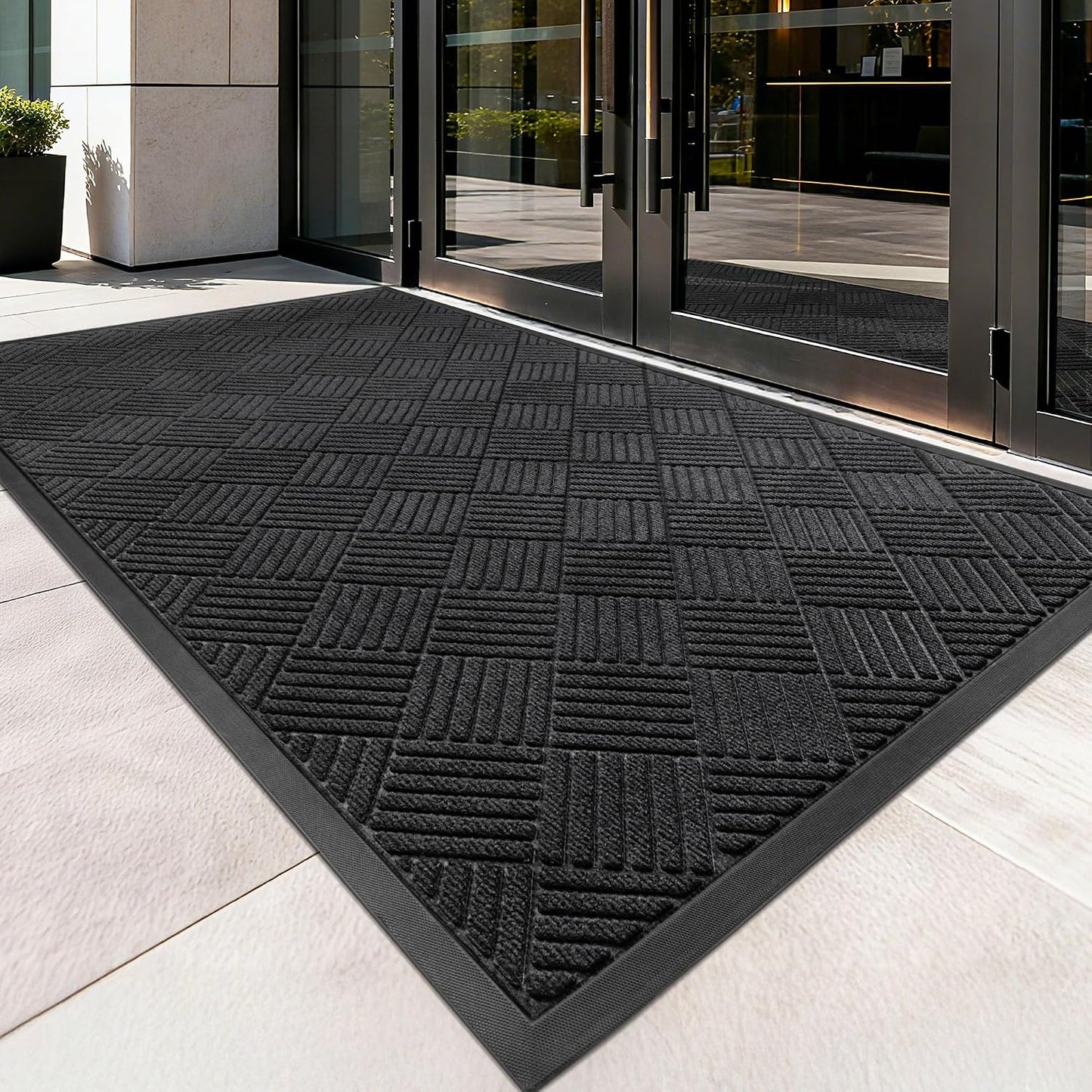 100pointONE Durable Front Door Mat, Heavy Duty Indoor Outdoor Doormat, 48” x 36” Low Profile Outdoor Mats for Home Entrance, Stain and Fade Resistant Shoe Scraper Mat, Ideal for High Traffic Area