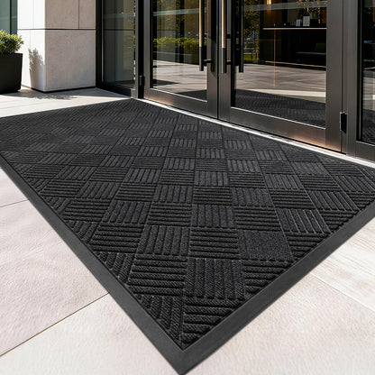 100pointONE Durable Front Door Mat, Heavy Duty Indoor Outdoor Doormat, 48” x 36” Low Profile Outdoor Mats for Home Entrance, Stain and Fade Resistant Shoe Scraper Mat, Ideal for High Traffic Area