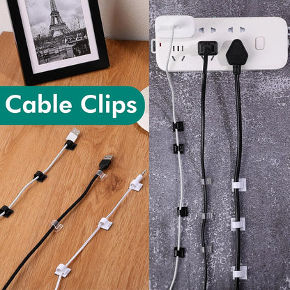 Namalu 240 Pcs Cable Clips Outdoor Wire Clip Adhesive Cable Hook Cord Organizer Holder R Shape Christmas Light Clip for Desk Wall Cable Management String Lights Fairy Light Decoration(White, Medium)