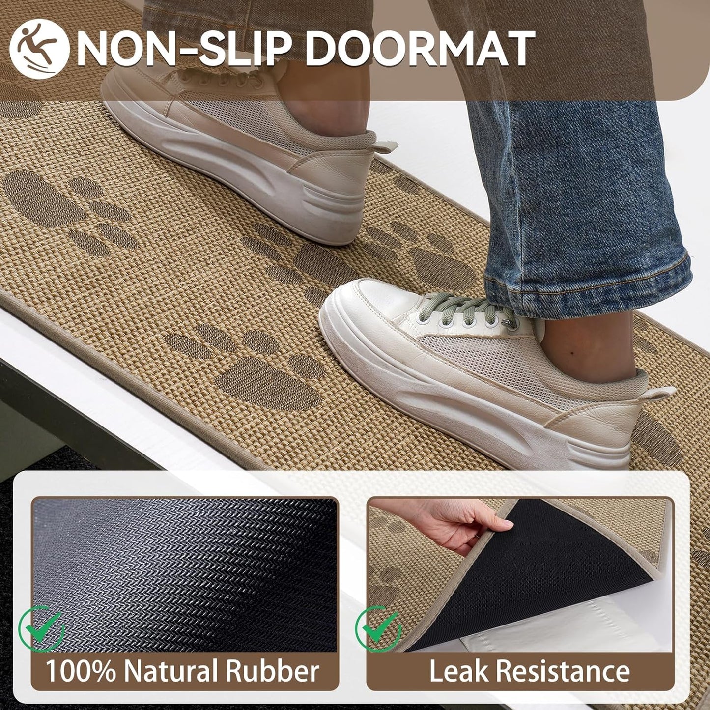 Door Mat 17"x30",Door Mat Indoor Entrance Dirt Resistant and Absorbent Non-Slip Rubber Backing Front Door Mats Washable Low-Profile Indoor Mats for Entryway, Inside Entrance Easy Clean Gray