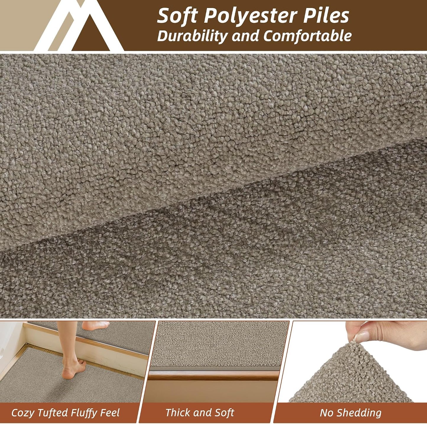 COSY HOMEER Stair Treads Non-Slip Carpet Stair Treads for Wooden Steps, Indoor Stair-Runner Rugs for Kids Elders & Pets 28"x9" (4Pc, Dark Gray)