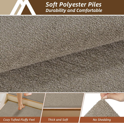 COSY HOMEER Stair Treads Non-Slip Carpet Stair Treads for Wooden Steps, Indoor Stair-Runner Rugs for Kids Elders & Pets 28"x9" (4Pc, Dark Gray)