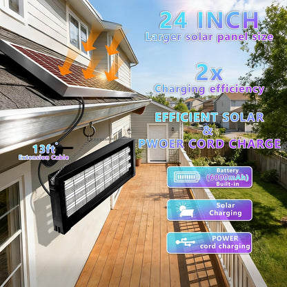 Powerful Large Solar Bug Zapper for 3000 sq.ft with 13FT Extension Cord | Rechargeable Outdoor Mosqutio Killer with 13W Solar Panel, Waterproof Solar Bug Zapper for Patio Garden Backyard RV Camping