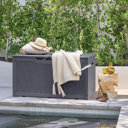 Devoko 30 Gallon Resin Deck Box Waterproof Outdoor Storage Box for Patio Furniture Pool Accessories Indoor Storage for Cushion Garden Tools (30 Gallon, Black)