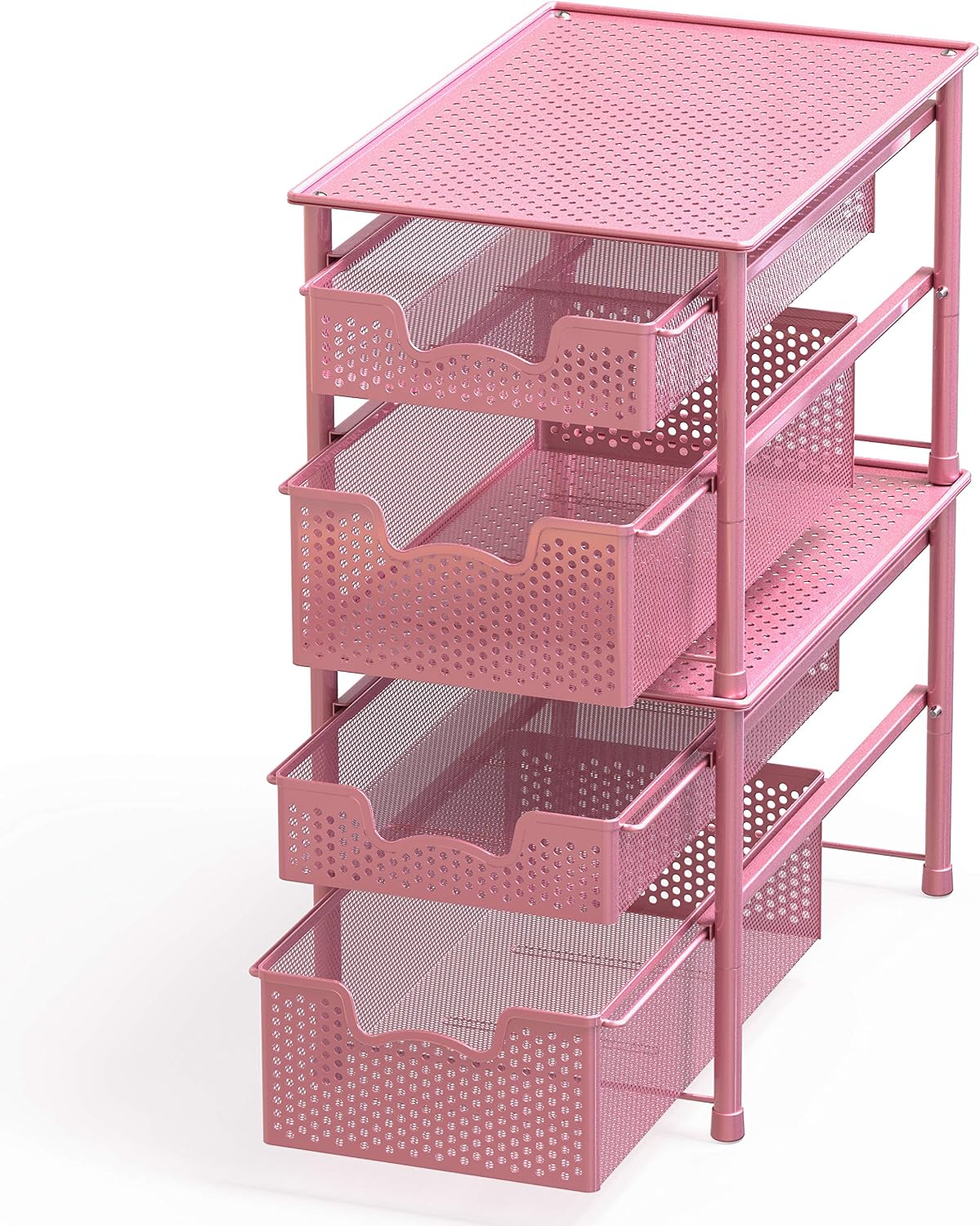 Simple Houseware Stackable 2 Tier Sliding Basket Organizer Drawer, White