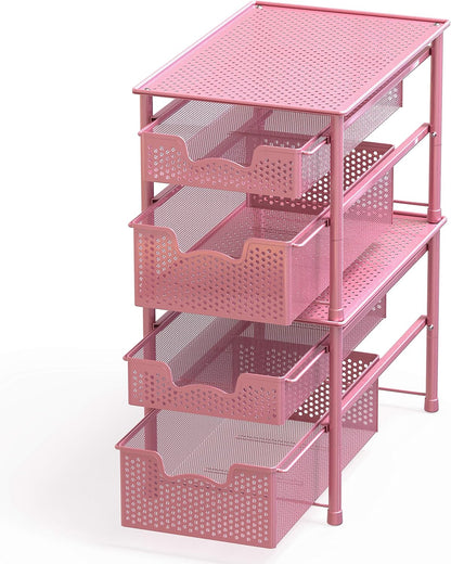 Simple Houseware Stackable 2 Tier Sliding Basket Organizer Drawer, White