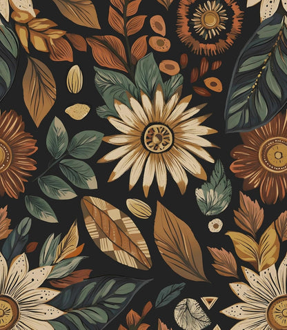 Blue Wallpaper Peel and Stick,Vintage Boho Floral Contact Paper 17.5" x 118", Retro Botanical Flower Wall Paper Self Adhesive Removable Waterproof for Walls Shelves Cabinet Table (Blue,Yellow, Green)