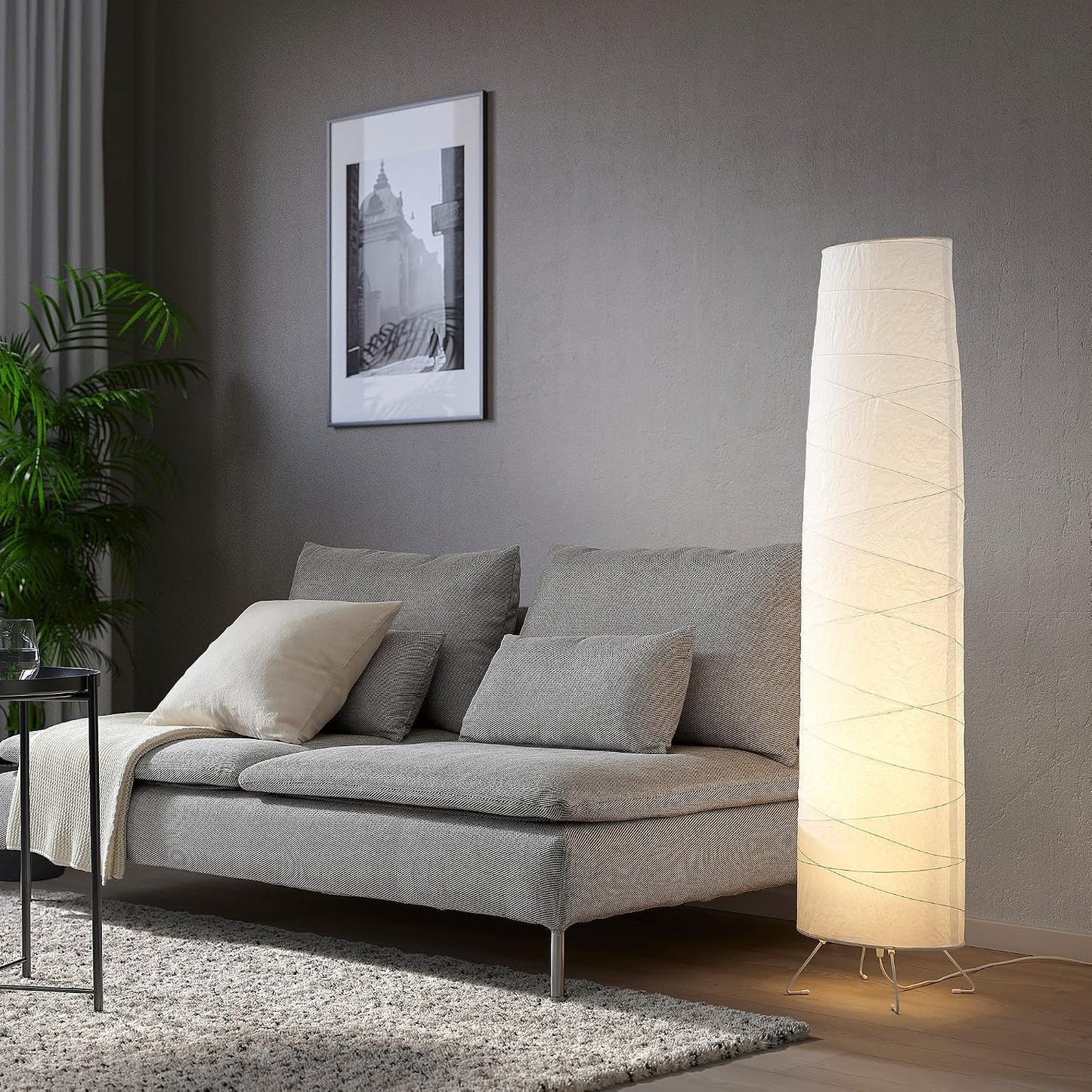 IKEA Vickleby (404.844.87) Handmade Rice Paper Shade White Floor Lamp, White 54 in. (136cm)