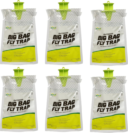 RESCUE! Big Bag Fly Trap – Disposable, Outdoor Use - 6 Traps