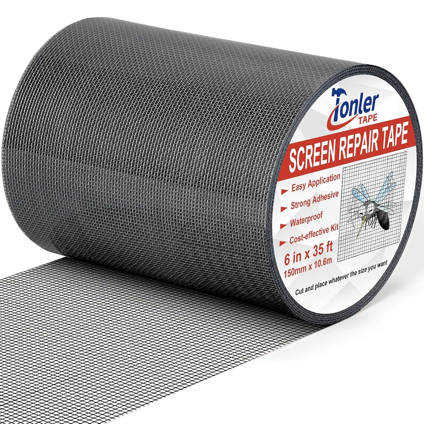Gray Window Screen Repair Tape 2 in X 35 FT Fiberglass Screen Patch Strong Adhesive Mesh Tape for Window & Door Screen Holes & Tears Repair Kit