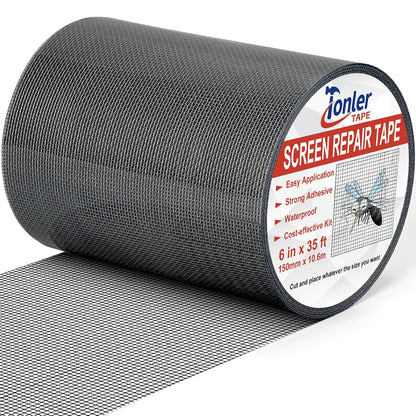 Gray Window Screen Repair Tape 2 in X 35 FT Fiberglass Screen Patch Strong Adhesive Mesh Tape for Window & Door Screen Holes & Tears Repair Kit