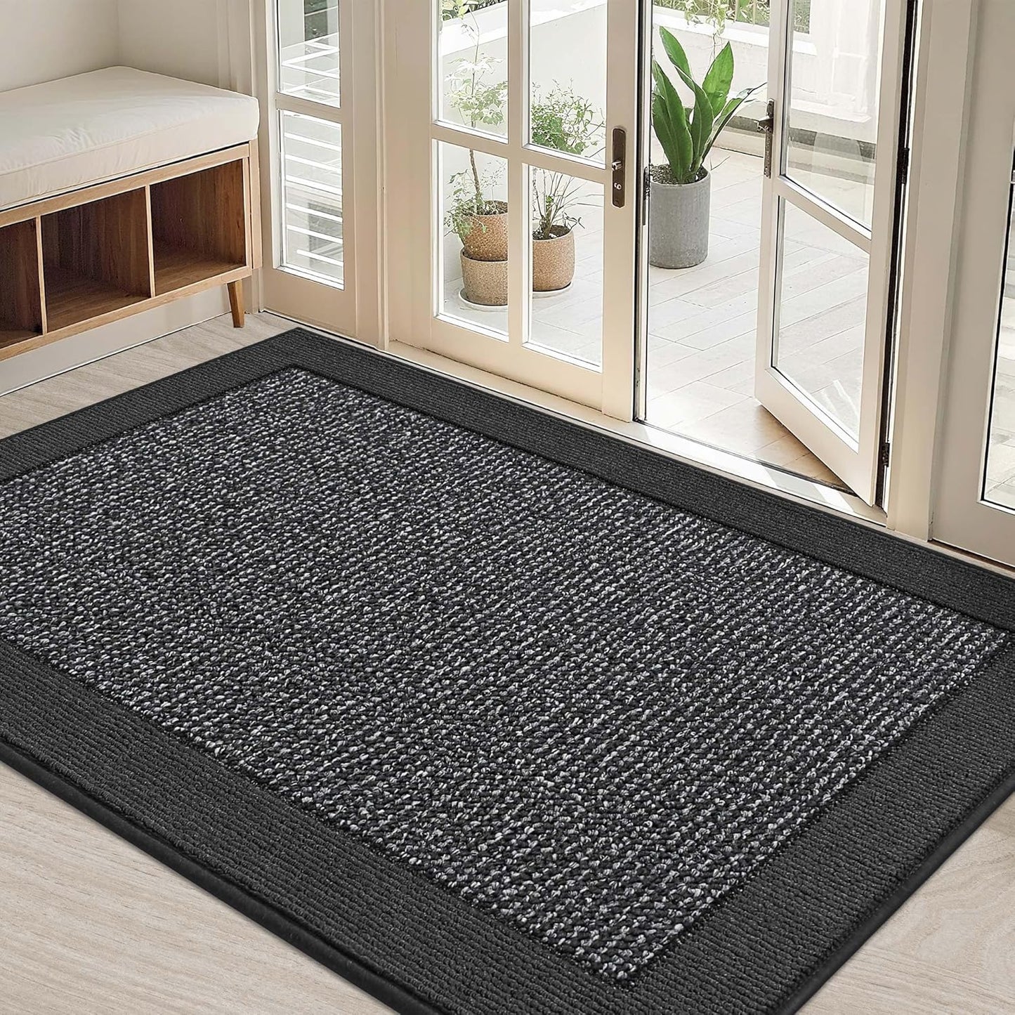 BEQHAUSE Indoor Door Mat 20" x 32", Dirt Trapper Door Mats Non-Slip Entryway Rugs Washable, Resist Dirt Absorbent Welcome Mat, Low Profile Floor Mats for Front Back Door and Entryway, Taupe
