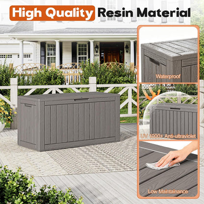 Outdoor Storage Deck Boxes Waterproof, Waterproof and UV Resistant Outdoor Storage Box Lockable Lid for Delivery Box, Indoor, Garden Tools, Pool Supplies, Patio (Black, 31 Gallon)