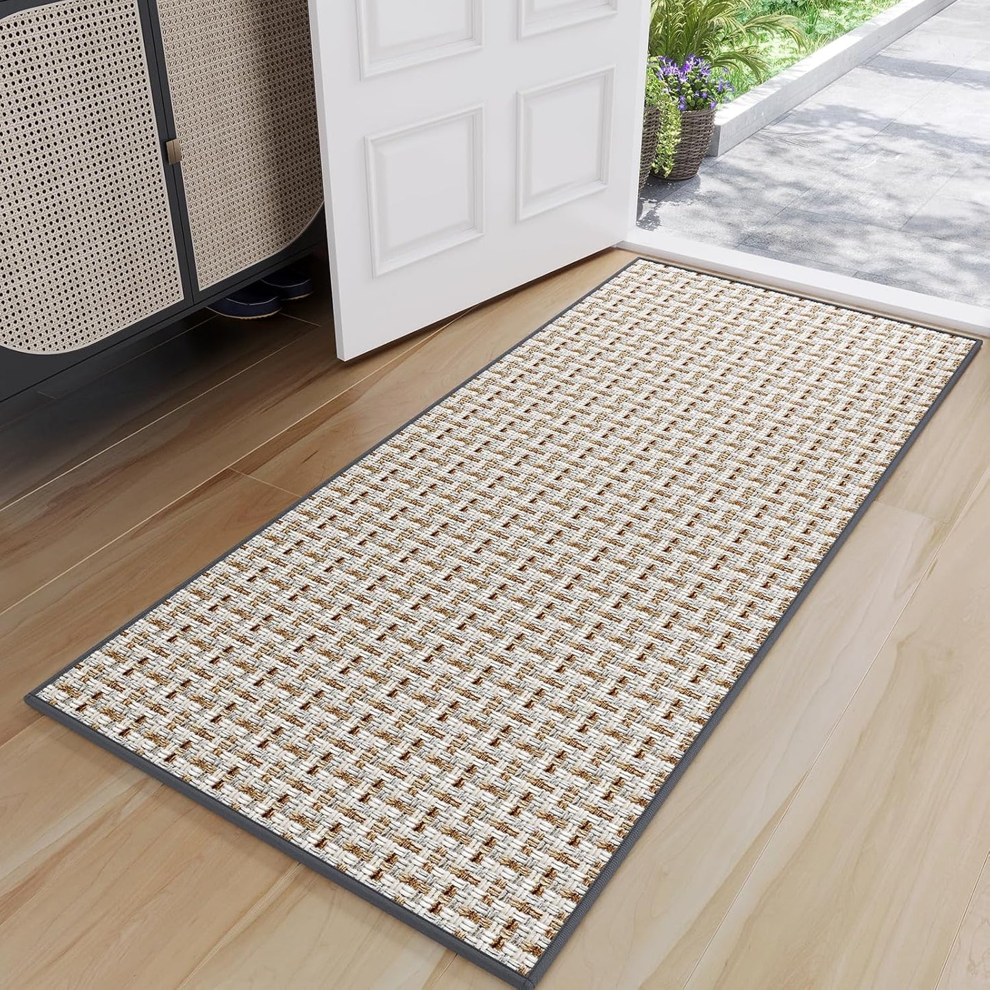 Door Mat 17"x30",Door Mat Indoor Entrance Dirt Resistant and Absorbent Non-Slip Rubber Backing Front Door Mats Washable Low-Profile Indoor Mats for Entryway, Inside Entrance Easy Clean Gray
