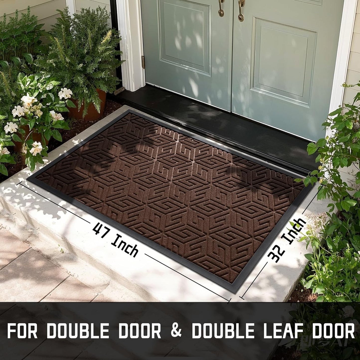 Yimobra Doormat Outdoor Entrance 29.5x17, All-Weather Waterproof Outdoor Mats for Front Door, Non Slip Welcome Door Mat for Patio Proch Outside Entryway Indoor, Black
