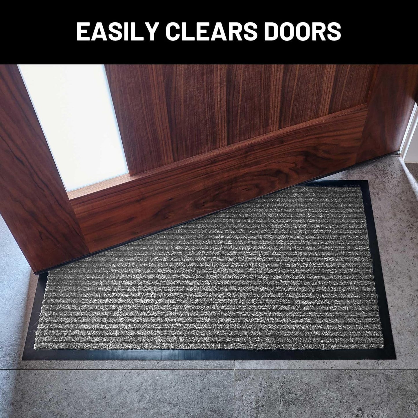 Sierra Concepts Front Door Mat Welcome Floor Mats - Entryway Indoor Outdoor Entrance Doormat, Patio, Porch, Muddy Shoe, Inside Outside Low Profile, 30x17 inches, 2-Pack Gray