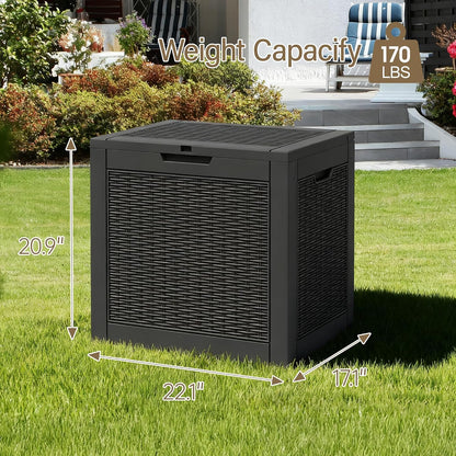 Outdoor Storage Box, 45 Gallon Deck Box with Lockable Lid, Waterproof Resin Storage Bin for Cushions, Garden Tools, Patio Furniture, Grey
