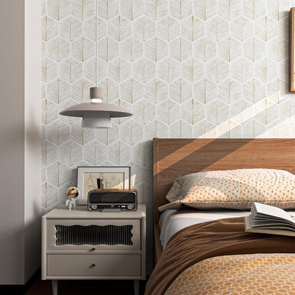 MelunMer 118In L 17.3In W Modern Peel and Stick Wallpaper Boho Contact Paper for Cabinets/Drawers Self Adhesive Removable Wallpaper for Bedroom/Bathroom Waterproof Geometric Contact Paper Beige/White