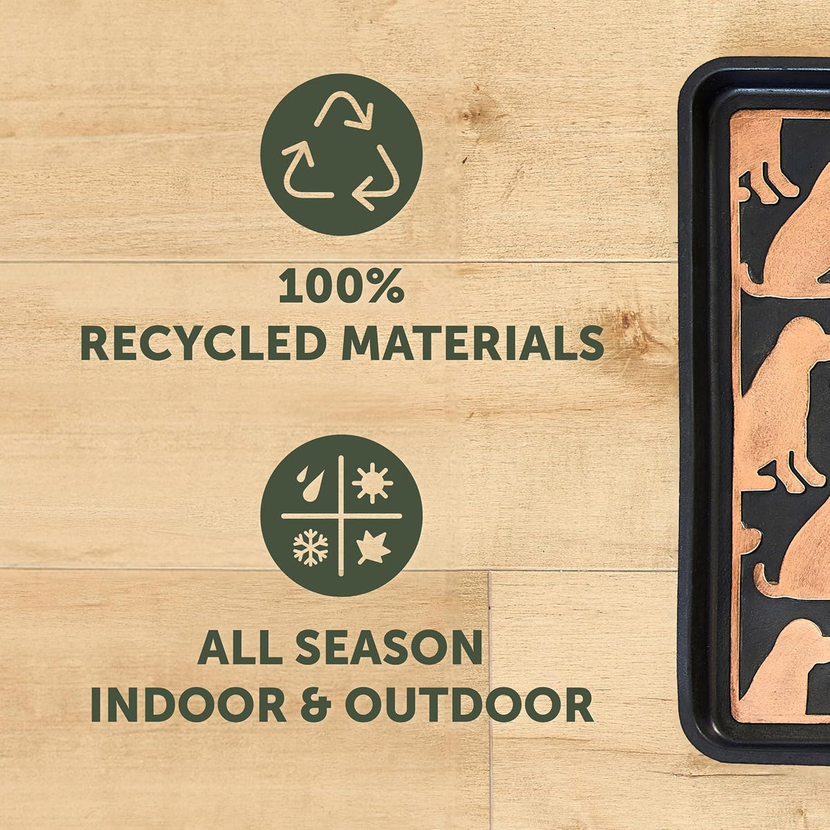 Eddie Bauer Rubber Boot Tray – Lake Waves Design, 16"x32", Black – Waterproof Entryway Boot Mat