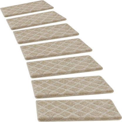 PURE ERA Carpet Stair Treads Tape Free Non Slip Indoor Stair Carpet Stair Protectors Pet-Friendly Non-Slip Skid Resistant Washable Reusable 8" x 30"(2 Pieces,Black)
