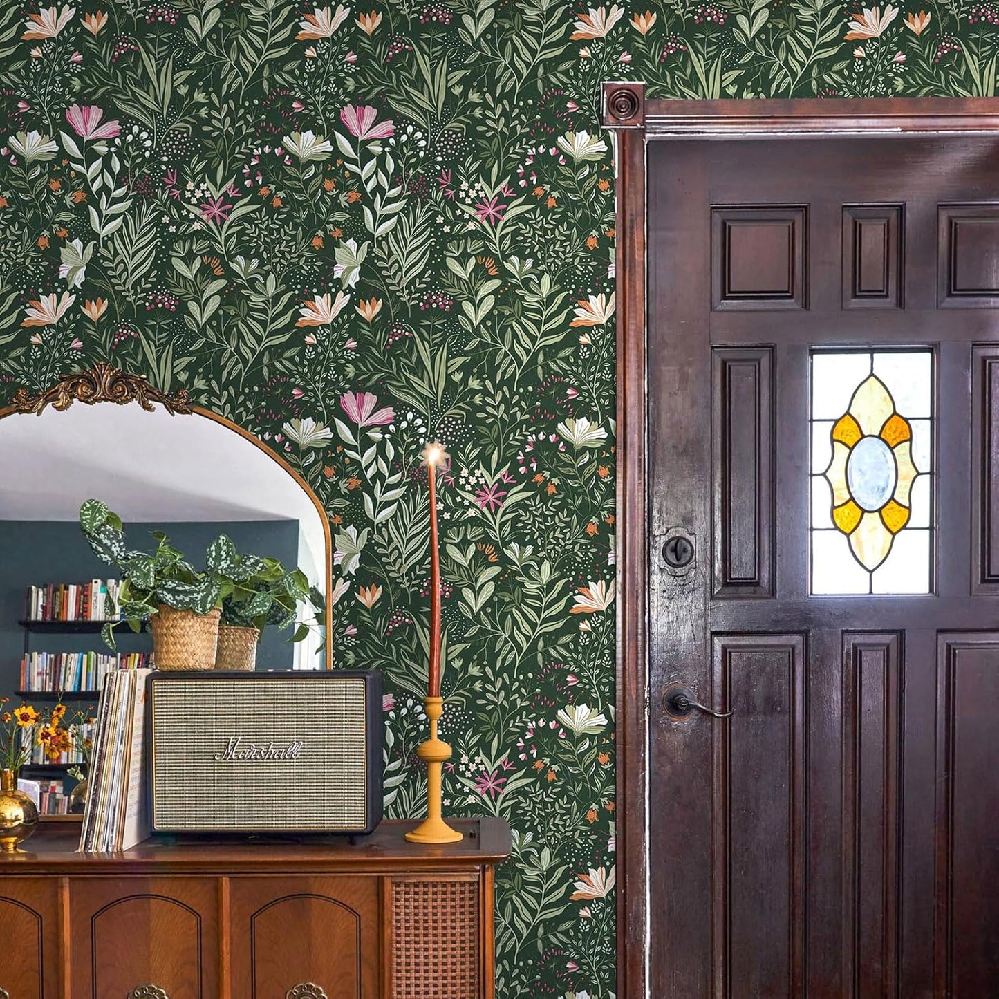 Fititem Floral Peel and Stick Wallpaper Boho Floral Contact Paper Modern Flower Removable Self Adhesive Waterproof Wallpaper for Bathroom Bedroom Fun Wildflower Contact Paper Cabinets 17.3inW 78.7inL