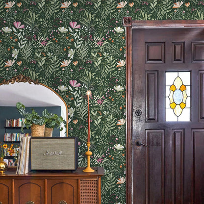 Fititem Floral Peel and Stick Wallpaper Boho Floral Contact Paper Modern Flower Removable Self Adhesive Waterproof Wallpaper for Bathroom Bedroom Fun Wildflower Contact Paper Cabinets 17.3inW 78.7inL