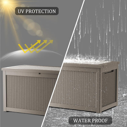 Outdoor Storage Box 325GAL Waterproof Resin Deck Box,Pool Accessories Supplies，UV-Resistant Lockable Package Delivery Bin for Garden Tools,Large Patio Outside Cushions,Chest,Furniture,Black