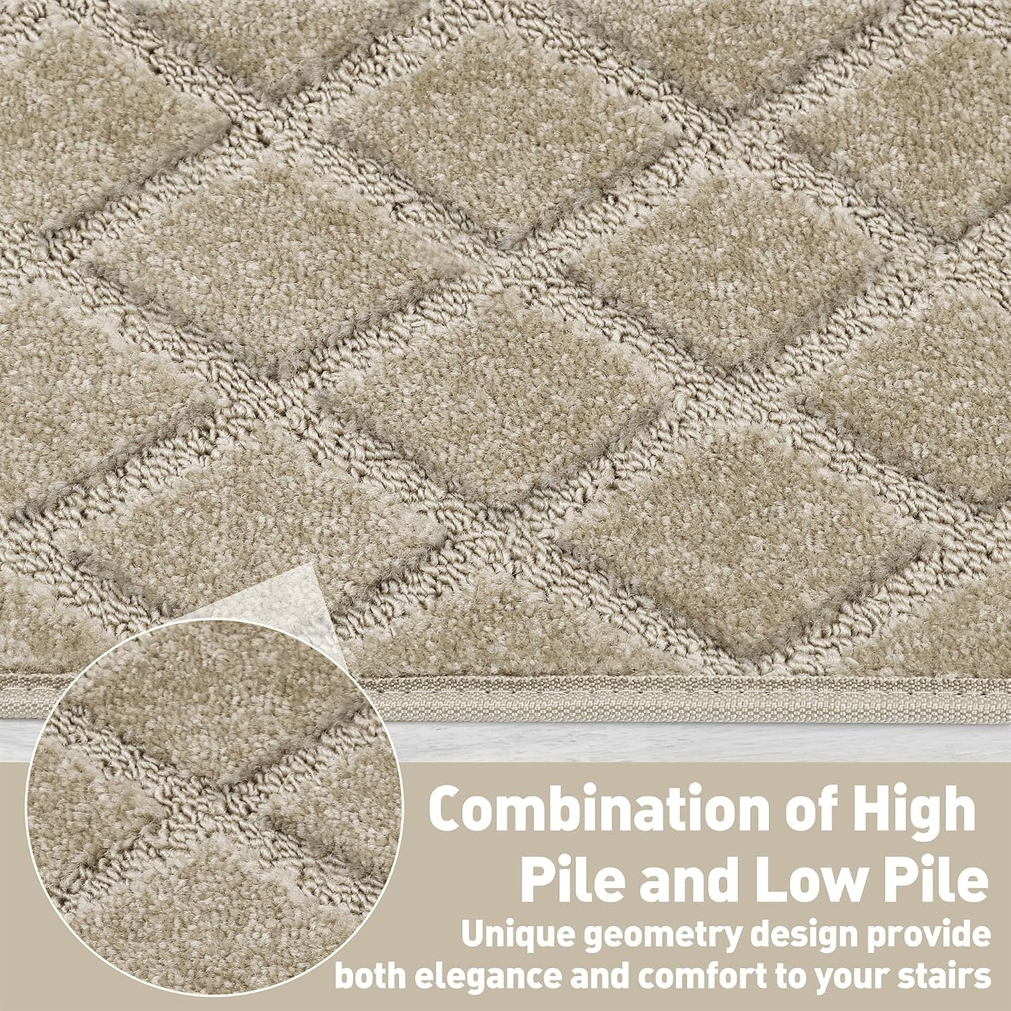 PURE ERA Carpet Stair Treads Tape Free Non Slip Indoor Stair Carpet Stair Protectors Pet-Friendly Non-Slip Skid Resistant Washable Reusable 8" x 30"(2 Pieces,Black)