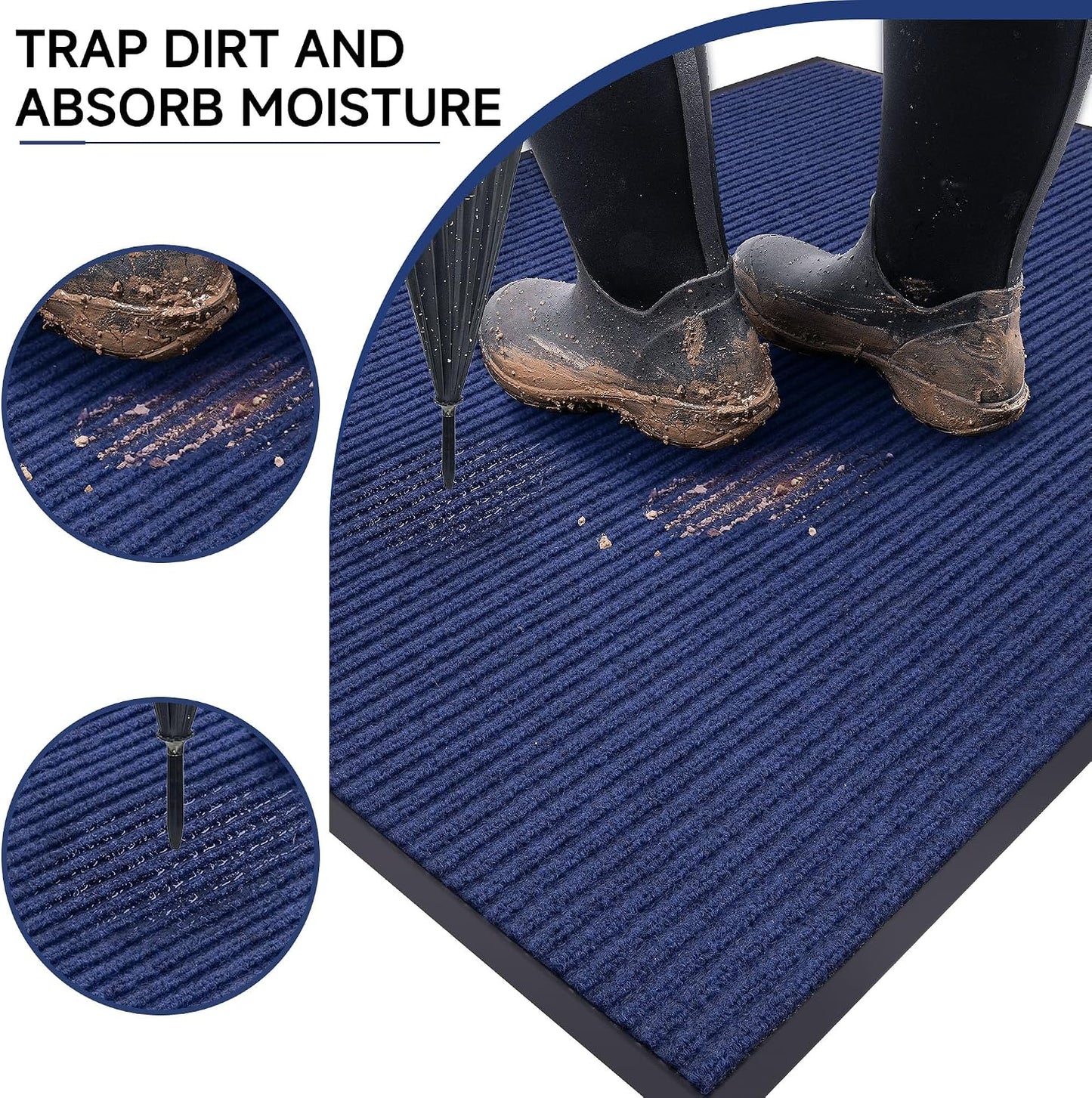 100pointONE Durable Front Door Mat, Heavy Duty Indoor Outdoor Doormat, 48” x 36” Low Profile Outdoor Mats for Home Entrance, Stain and Fade Resistant Shoe Scraper Mat, Ideal for High Traffic Area