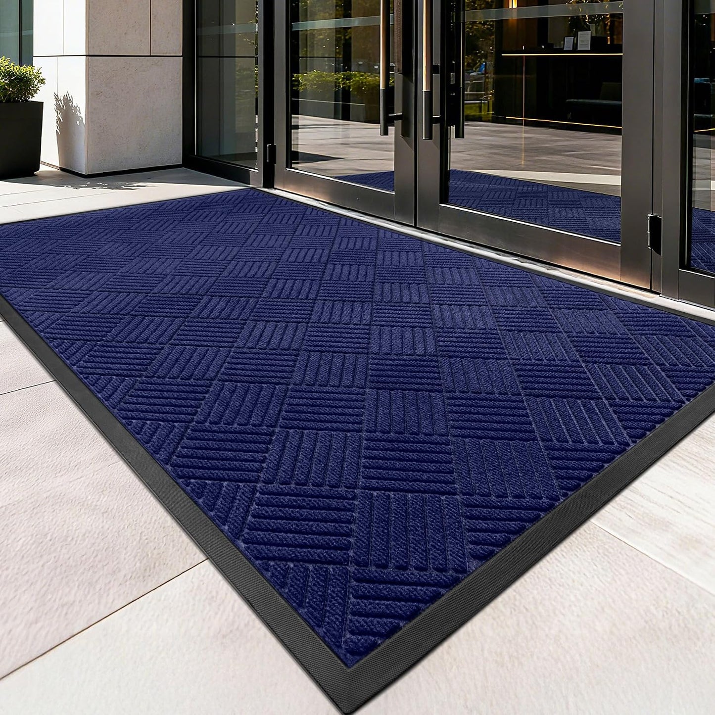 100pointONE Durable Front Door Mat, Heavy Duty Indoor Outdoor Doormat, 48” x 36” Low Profile Outdoor Mats for Home Entrance, Stain and Fade Resistant Shoe Scraper Mat, Ideal for High Traffic Area