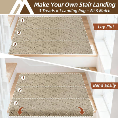 Self Adhesive Bullnose Carpet Stair Treads Non Slip,Grey,11"x30",3 Pack | Pet Friendly, Peel and Stick Stair Treads for Wooden Steps, Washable Stair Runner for Kids Elders, Edge Protection