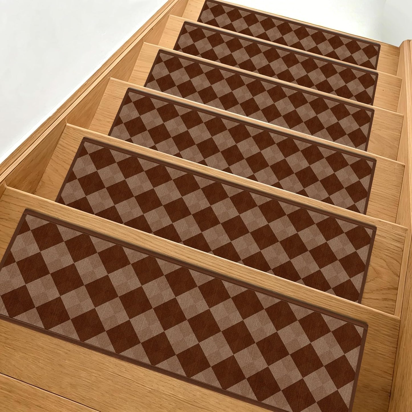 Non-Slip Carpet Stair Treads 15PCS, 8"x30" Peel and Stick Stair Runner for Wooden Steps Indoor, Washable Reusable Adhesive Backing, Pet-Friendly Safety Mats for Kids, Elders, Dogs