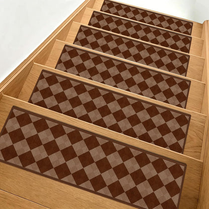 Non-Slip Carpet Stair Treads 15PCS, 8"x30" Peel and Stick Stair Runner for Wooden Steps Indoor, Washable Reusable Adhesive Backing, Pet-Friendly Safety Mats for Kids, Elders, Dogs
