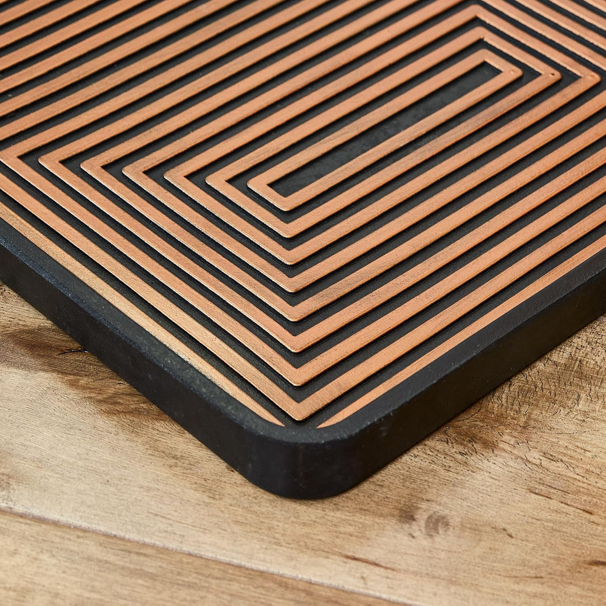Eddie Bauer Rubber Boot Tray – Lake Waves Design, 16"x32", Black – Waterproof Entryway Boot Mat