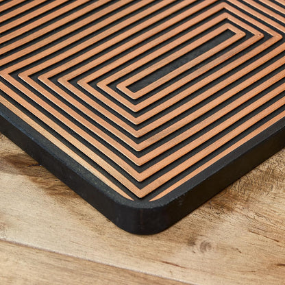 Eddie Bauer Rubber Boot Tray – Lake Waves Design, 16"x32", Black – Waterproof Entryway Boot Mat