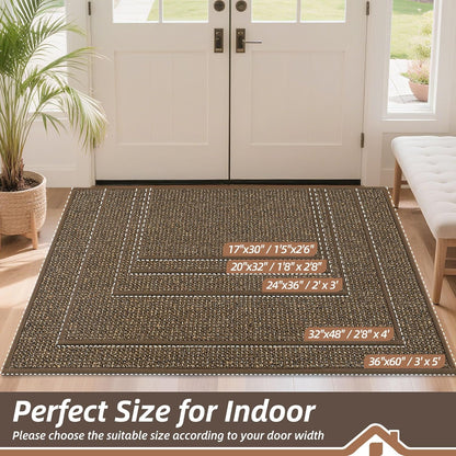 BEQHAUSE Dirt Trapper Door Mat 20" x 32", Non-Slip Washable Doormats Entrance Mat, Dirt Resistant and Absorbent Welcome Mat, Low Profile Floor Mats for Front Back Door and Entryway, Beige