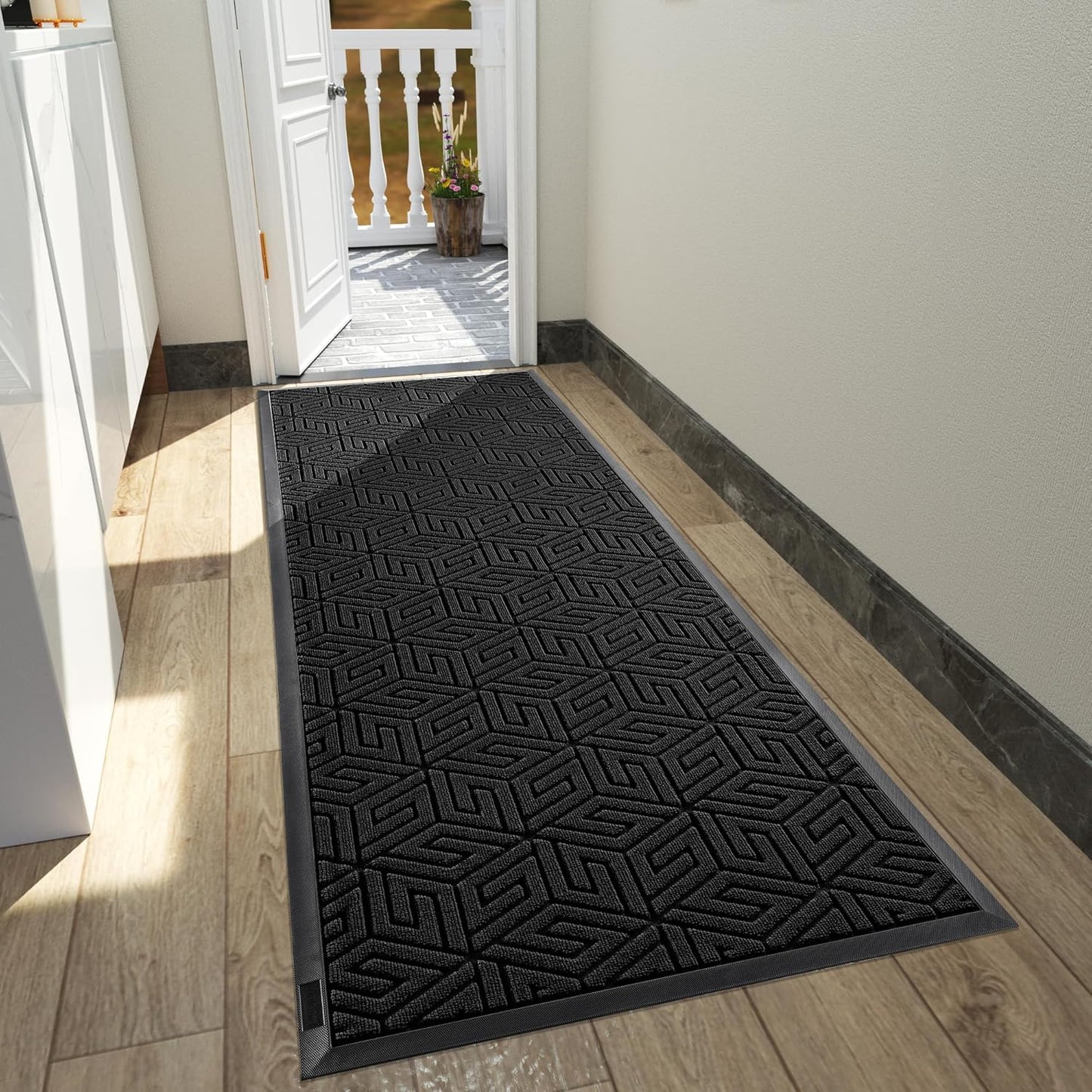 Yimobra Doormat Outdoor Entrance 29.5x17, All-Weather Waterproof Outdoor Mats for Front Door, Non Slip Welcome Door Mat for Patio Proch Outside Entryway Indoor, Black
