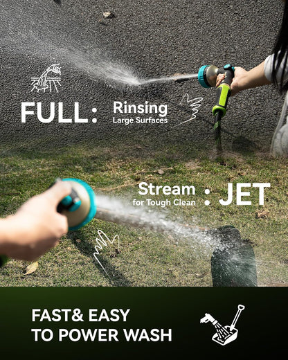 RAINPOINT Hose Sprayer Nozzle Heavy Duty - 8 Spray Patterns Garden Hose Nozzle with Adjustable Flow Control for Watering Plants, Washing Cars,Washing Pets, Thumb Control (Green)