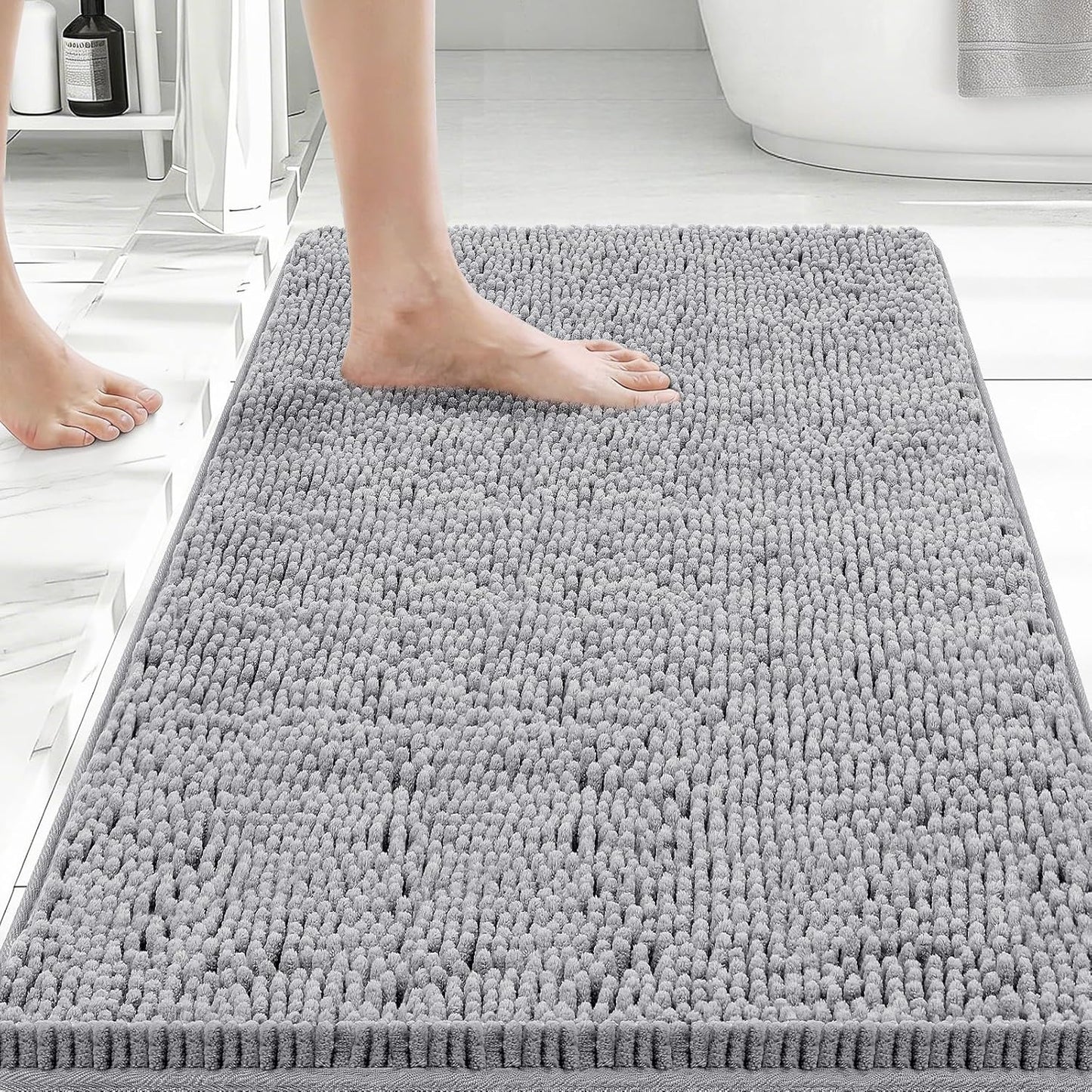 Bcoimo Bathroom Rugs 24x17, Bath Mats for Bathroom Non Slip with Rubber Backing,High Absorbent Microfiber Bath Rugs Quick Drying, Machine Washable, Durable Decor