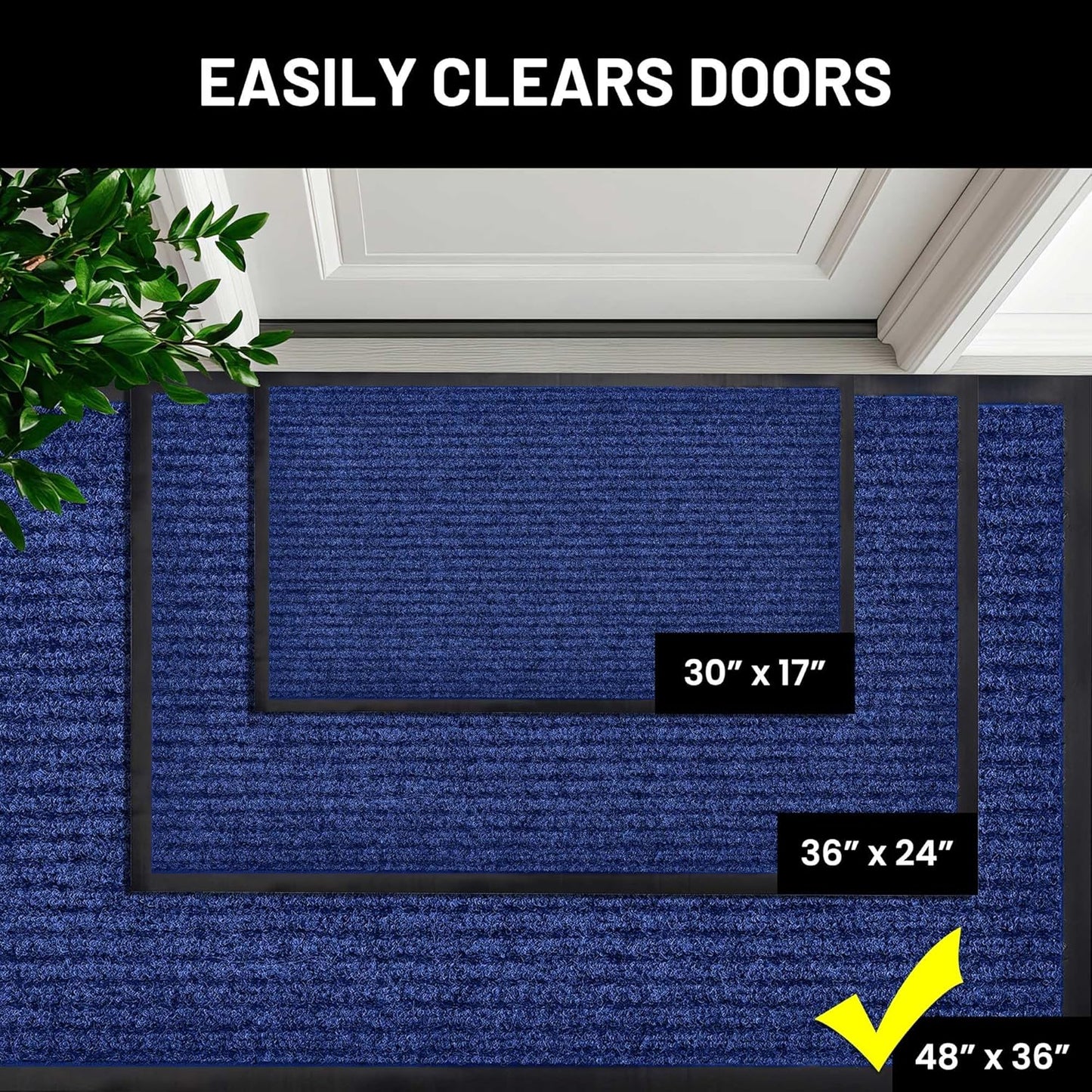 Sierra Concepts Front Door Mat Welcome Floor Mats - Entryway Indoor Outdoor Entrance Doormat, Patio, Porch, Muddy Shoe, Inside Outside Low Profile, 30x17 inches, 2-Pack Gray