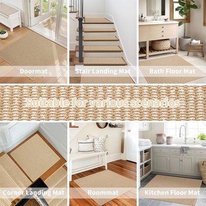 Brakki Bullnose Carpet Stair Treads, Non Slip Stair Treads for Wooden Steps Indoor, Stair Runner, Soft Stair Rugs, Edging Stair Protectors, Washable, 29.5"x9.5"x1.5" 14pcs, Beige