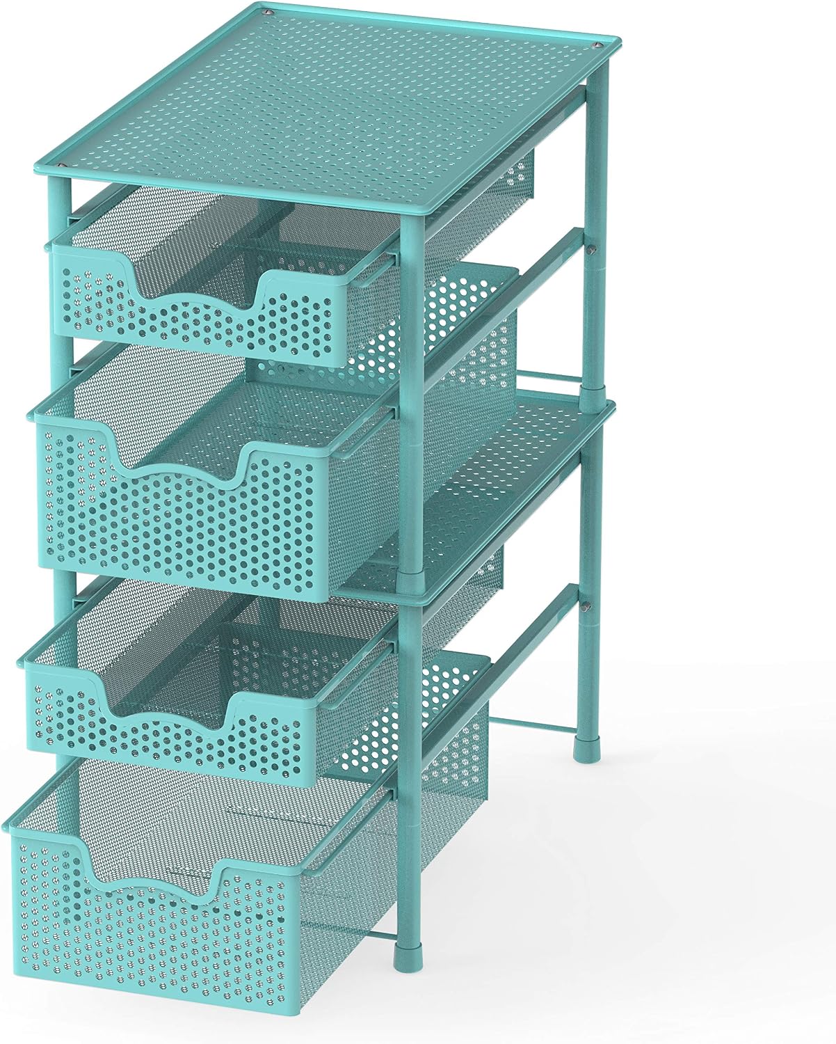 Simple Houseware Stackable 2 Tier Sliding Basket Organizer Drawer, White
